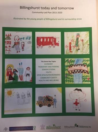 billinghurst today and tomorrow cover with 8 pictures drawn by children of the community